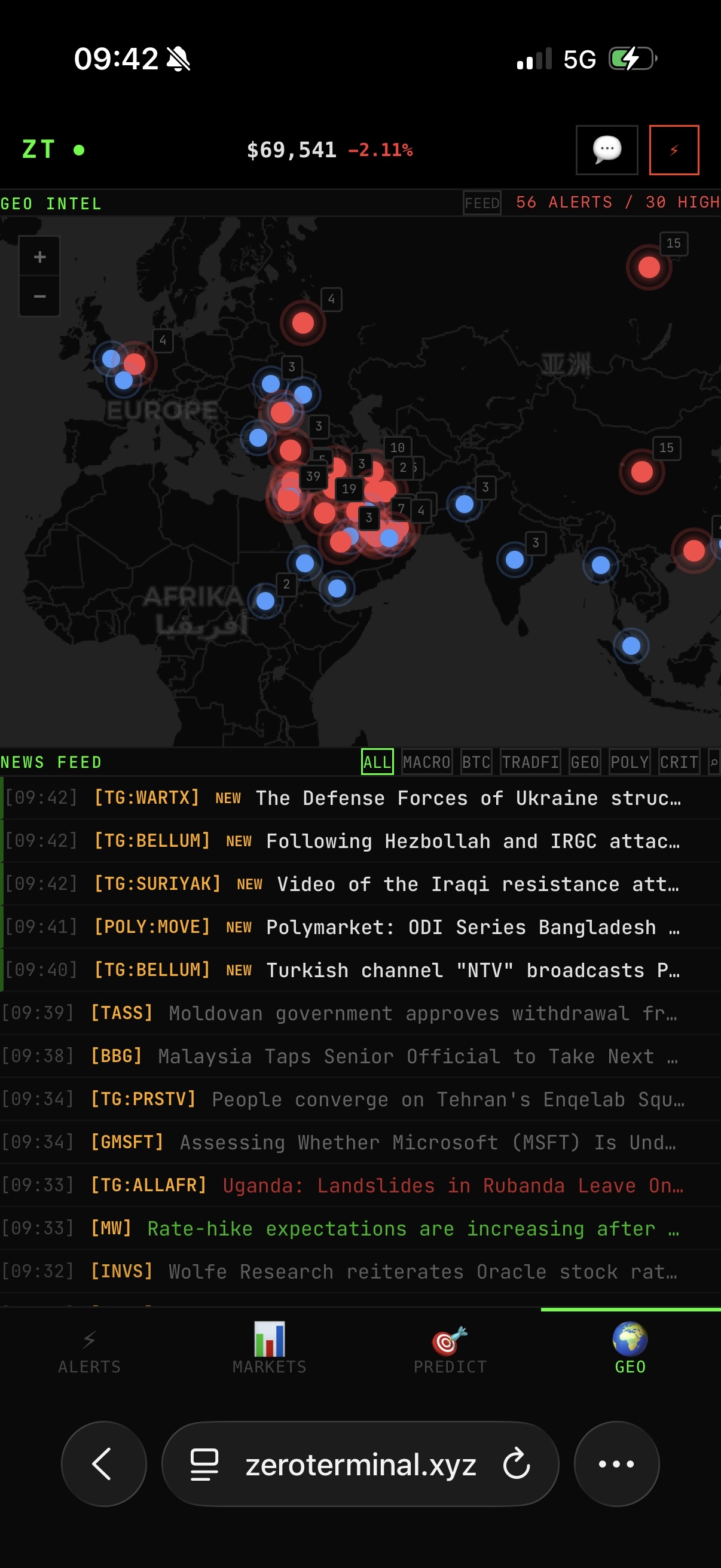 ZeroTerminal mobile — Geo Intel